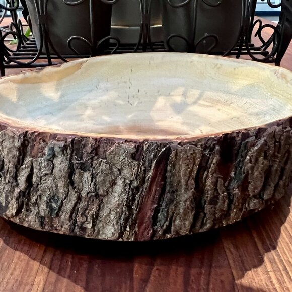 Unique Acacia Bark Slab Shallow Bowl - Picture 1 of 7